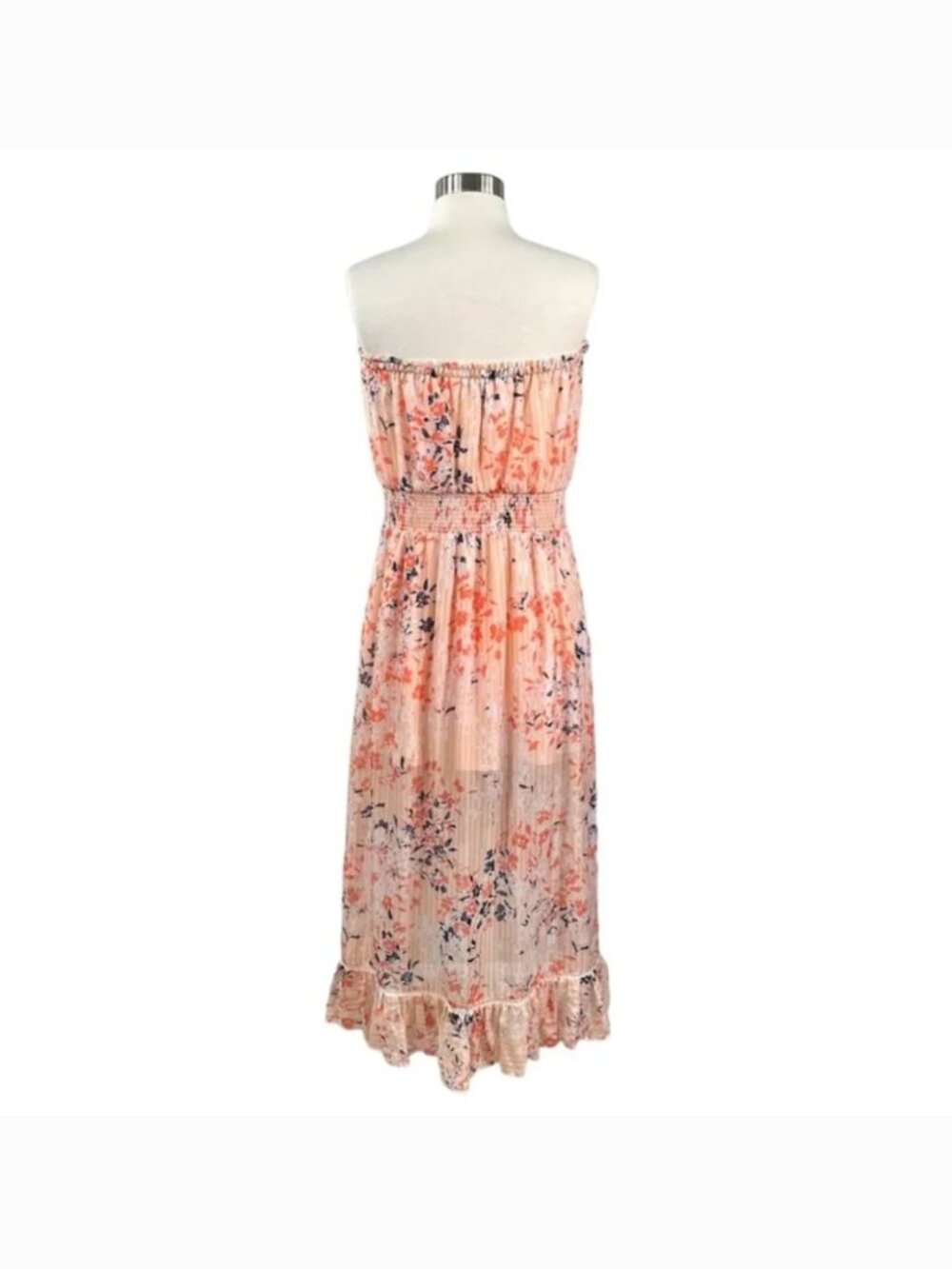Ramy Brook Manon Dress S NWT Silk Floral Print Strapless High Low Ruffle Orange - Picture 9 of 10